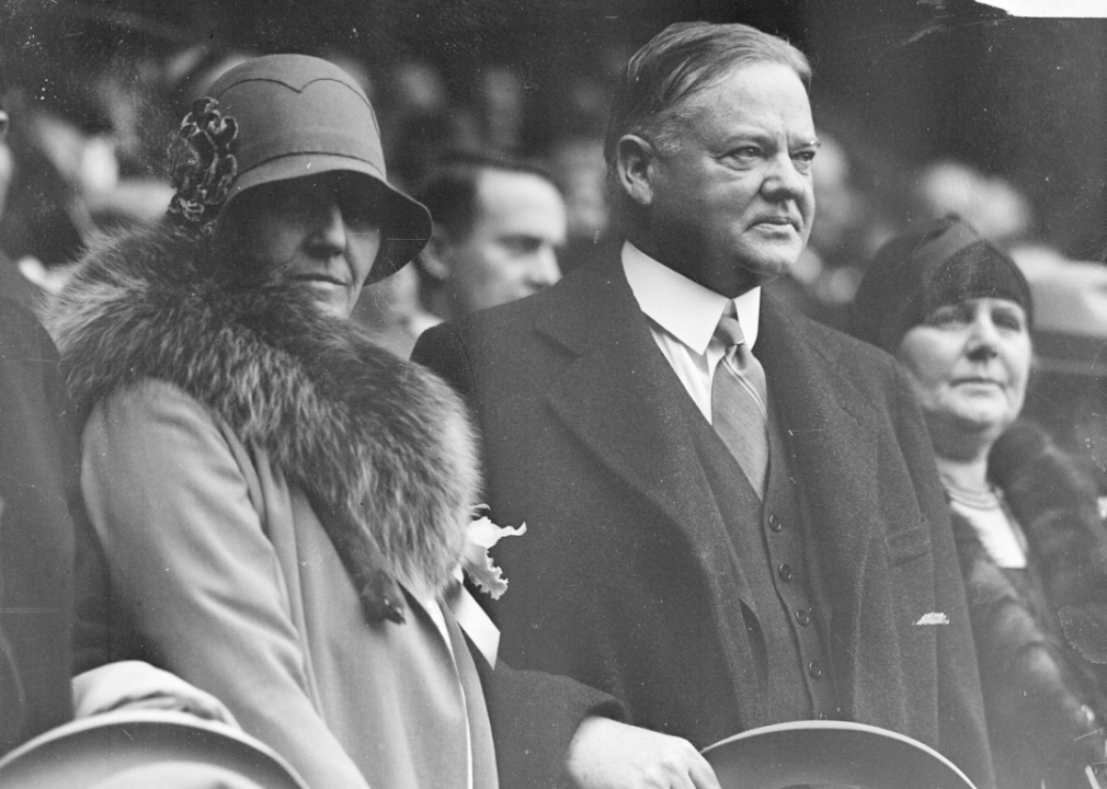 1929: President and Mrs. Hoover at World Series